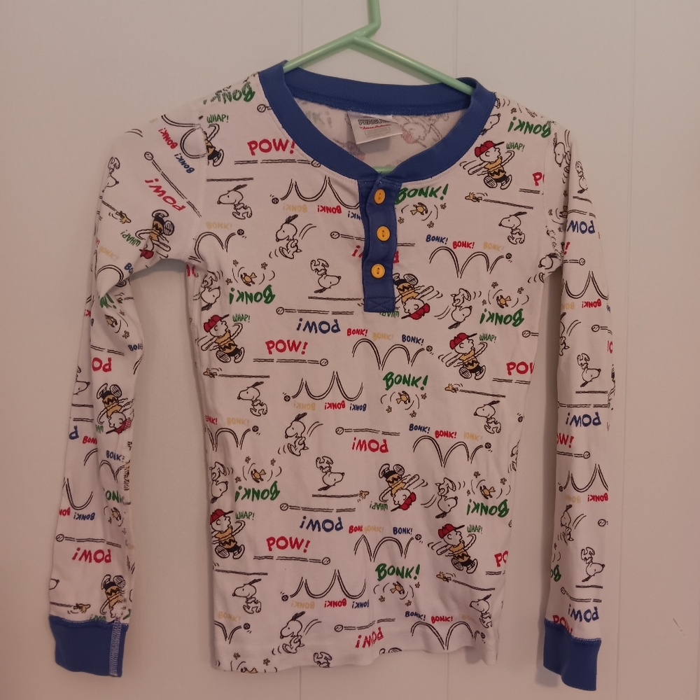 Hanna Anderson Peanuts baseball organic cotton pajama top long sleeve